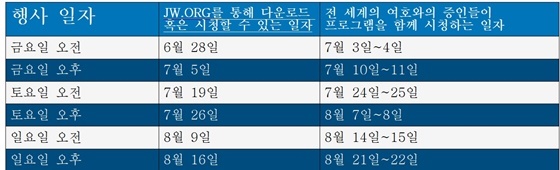 NSP통신-여호와의증인 온라인 여름 지역대회 프로그램 시간표 (여호와의증인의 한국지부)