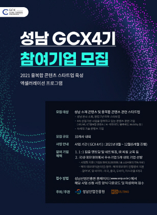 NSP통신-성남 GCX(Global Contents Xceleration) 4기 참여기업 모집 포스터. (성남산업진흥원)