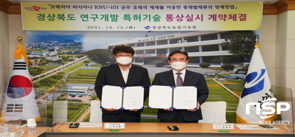 NSP통신-경상북도는 12일 농업기술원에서 개발한 미생물제제 이용 총채벌레 방제기술에 대한 통상실시 계약을 체결했다고 밝혔다. (경상북도)