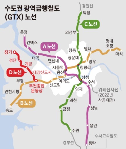 NSP통신-GTX A,B,C,D노선 (국토교통부)