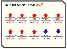 [NSP PHOTO][업앤다운]은행주 상승...카카오뱅크↑·신한지주↓