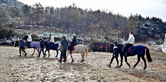 NSP통신-▲서산시가 장애인 대상 승마 단기스포츠체험강좌를 진행했다. (서산시)