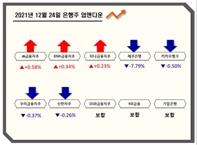 [NSP PHOTO][업앤다운]은행주 하락…JB금융↑·제주은행 -7.79%↓