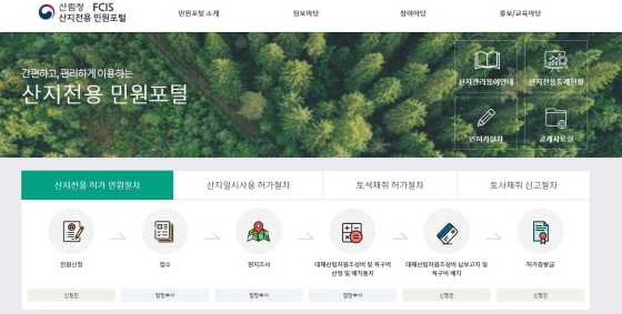 NSP통신-산지전용통합정보시스템 화면. (수원시)