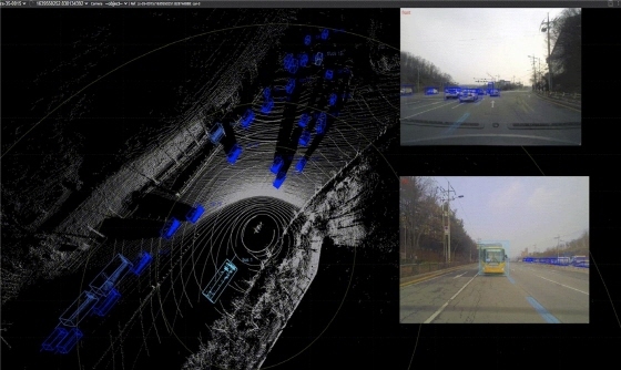 NSP통신-차량 라이다 카메라 동기화어노테이션 이미지. (경기도)