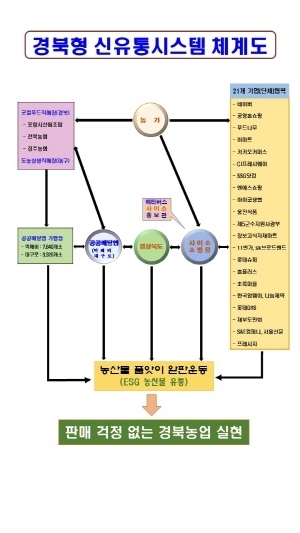 NSP통신-경상북도는 공공배달앱을 활용한 로컬푸드 유통체계 구축 등 역점과제를 중점 추진해 농식품 유통혁신 대전환에 박차를 가한다고 밝혔다. 경북형 신유통시스템체계도 (경상북도)