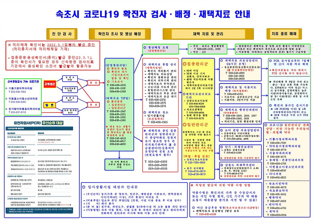 NSP통신-속초시 코로나19 확진자 검사 배정 치료 안내도. (속초시)