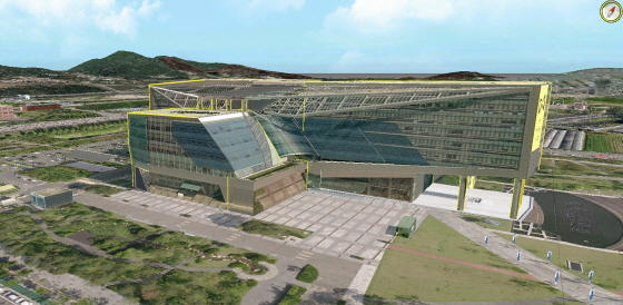 NSP통신-공간분석과 시뮬레이션에 사용하려고 3차원으로 재구성해 디지털 트윈 기술을 적용한 성남시청 전경. (성남시)