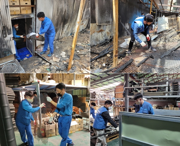 NSP통신-포스코스틸리온 직원들이 복구 작업을 진행하고 있다. (포스코스틸리온)