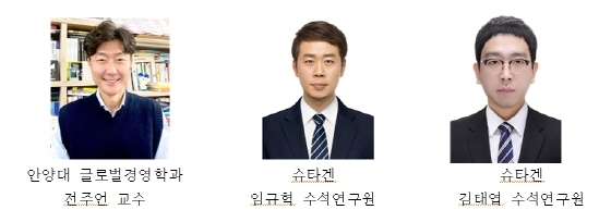 NSP통신-전주언 안양대 글로벌경영학과 교수(왼쪽부터), 임규혁 슈타겐 수석연구원, 김태엽 슈타겐 수석연구원. (안양대학교)