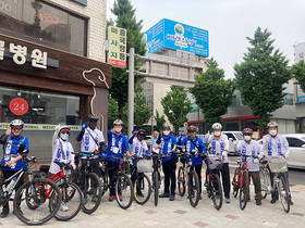 [NSP PHOTO]김우영 후보, 새바람 어르신 자전거 유세단 이색 선거운동 펼쳐