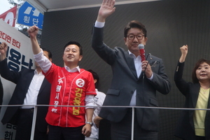 [NSP PHOTO]김용남 수원시장 후보, 권성동 원내대표가 군공항 이전, 신분당선 조기착공 보증인