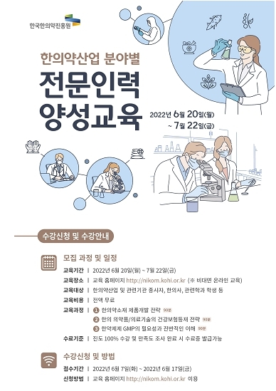 NSP통신-한의약산업 분야별 전문인력 양성교육 포스터. (한국한의약진흥원)