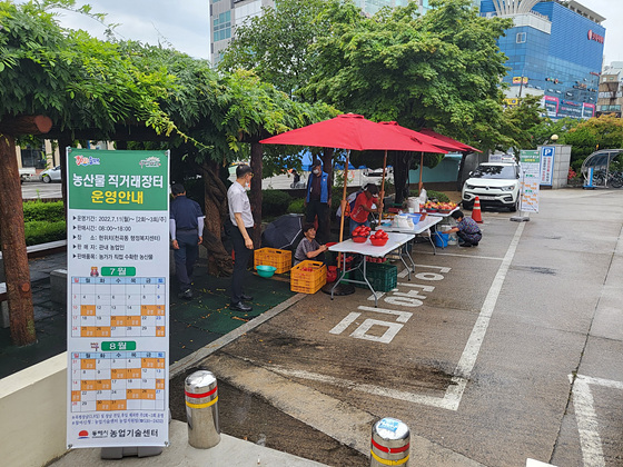 NSP통신-동해시 농업기술센터가 영소농 및 고령농 등에게 안정적인 판로를 제공하기 위해 개장한 제철 농산물 직거래 장터. (동해시)