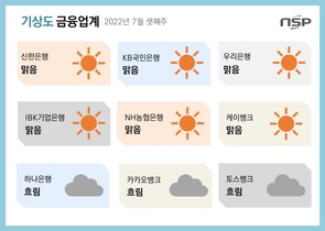 [NSP PHOTO][금융업계기상도]카카오뱅크 흐림·우리은행 맑음