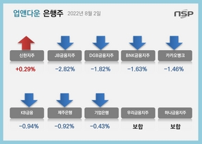 [NSP PHOTO][업앤다운]은행주 하락…신한지주↑·카카오뱅크↓