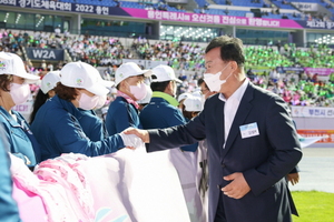 [NSP PHOTO]김성제 의왕시장, 경기도체육대회 개막식 참석 선수단 격려
