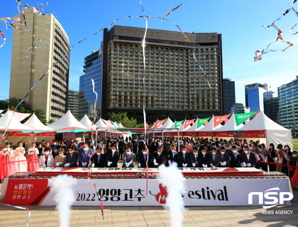 NSP통신-영양군은 K-매운맛! 맵단맵단 영양고추라는 주제로 지난 28일부터 30일까지 3일간 서울광장에서 개최된 2022 영양고추 H.O.T Festival이 성황리에 종료됐다고 밝혔다. (영양군)