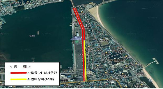 NSP통신-도로조명 개선사업 위치도. (속초시)