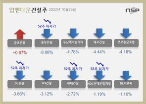 [NSP PHOTO][업앤다운]건설주 상승…금호건설↑‧동부건설 52주신저가↓