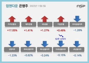 [NSP PHOTO][업앤다운]은행주 상승…카카오뱅크 2만원대↑·DGB금융 52주신저가↓