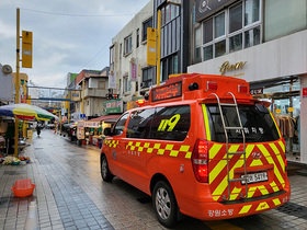 [NSP PHOTO]속초소방서, 소방차 길터주기 훈련 실시