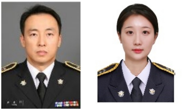 NSP통신-특별승진한 윤경태 경위(왼쪽)와 송아율 경사. (평택해양경찰서)