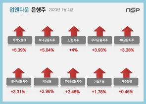 [NSP PHOTO][업앤다운]은행주 상승…우리금융·카카오뱅크↑