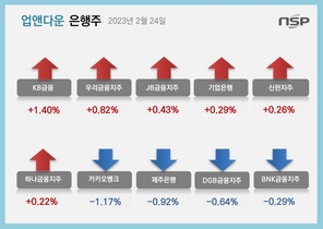 [NSP PHOTO][업앤다운]은행주 하락…KB금융↑·카카오뱅크↓
