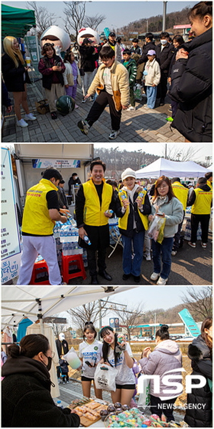 NSP통신-경기를 관람하러 온 시민들이 김포FC에서 준비한 다양한 행사에 참여하고 있다. (조이호 기자)