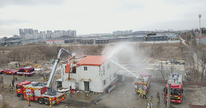 [NSP PHOTO]김포소방서, 특수차량 활용 화재진압 훈련 실시