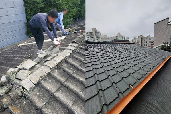 NSP통신-양천구 녹색건축물 조성 지원사업 지붕 공사 전과 지붕 공사 후 모습 (사진 = 양천구)