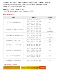NSP통신-회수 대상 제품 (표 = 동서식품 제공)