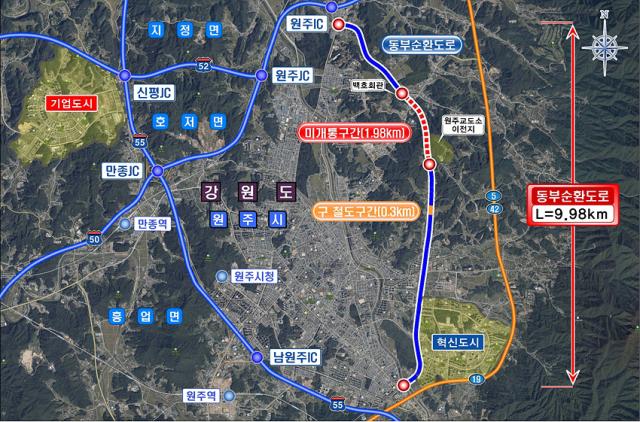 NSP통신-원주 동부순환도로 위치도. (사진 = 원주시)