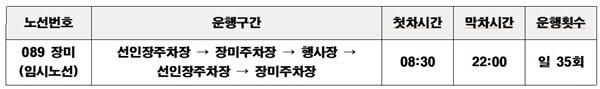 NSP통신-고양누리버스 임시노선 운행 일정 (표 = 고양시)