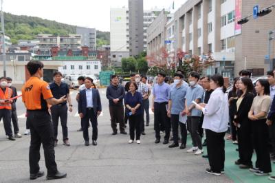 [NSP PHOTO]용인도시공사, 소방합동훈련 및 지진대피 모의훈련