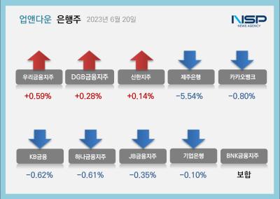 [NSP PHOTO][업앤다운]은행주 하락…우리금융↑·제주은행↓