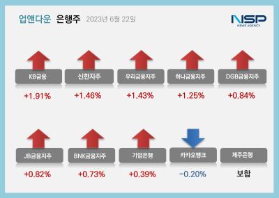 [NSP PHOTO][업앤다운]은행주 상승…KB금융↑·카카오뱅크↓