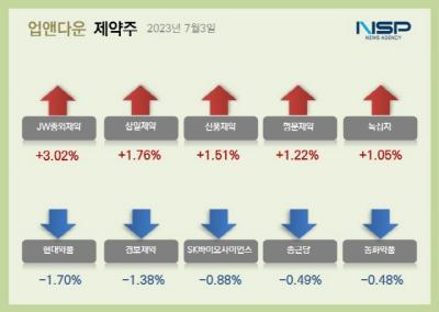 [NSP PHOTO][업앤다운]제약주 하락…현대약품·일동제약↓