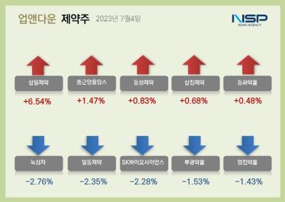 [NSP PHOTO][업앤다운]제약주 하락…녹십자·일동제약↓