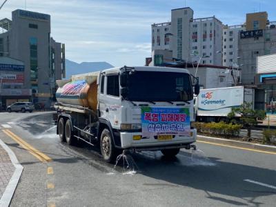 [NSP NEWS Image]청도군 살수 작업 통한 폭염 총력 대응