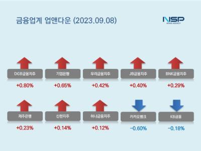 [NSP PHOTO][업앤다운]은행주 상승…DGB금융↑·카카오뱅크↓