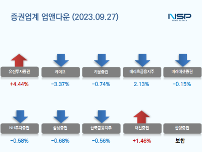 [NSP PHOTO][업앤다운]증권주 하락…유진투자증권↑·케이프↓