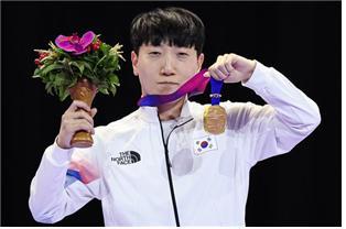 NSP통신-항저우 아시안게임에서 금메달을 획득한 김관우 선수. (사진 = 성남산업진흥원)