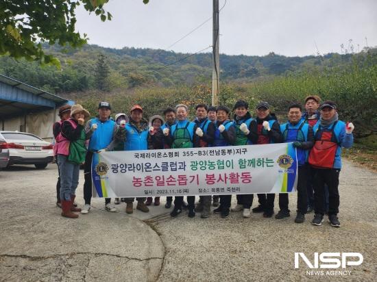 NSP통신-광양라이온스클럽 회원들 농촌 일손돕기
