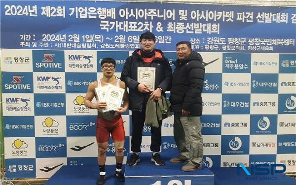 NSP통신-(왼쪽부터)손상현 선수(자유형 61kg), 김진명 선수(자유형 92kg), 박광선 감독
