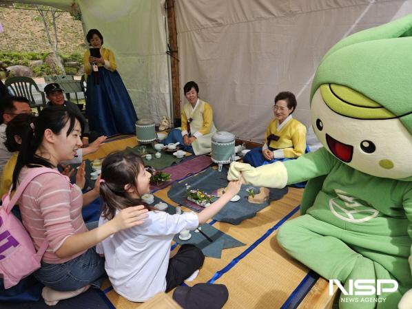 NSP통신-전국 최대 규모 차 축제 보성군 제47회 보성다향대축제 관광객들이 전통다례체험을 하고 있다. (사진 = 보성군)