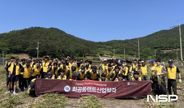 NSP통신-한영대학교 연합동아리 지자락 학생들이 여수시 돌산읍에서 농촌 일손을 돕는 봉사활동에 참여했다. (사진 = 여수시)