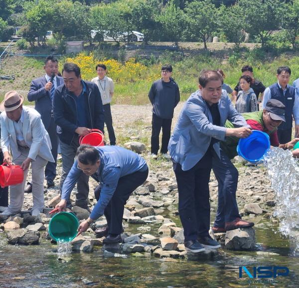 NSP통신-월성원자력본부는 지난 10일 문무대왕면을 대표하는 하천인 대종천에 은어 치어 10만미를 방류하는 제4회 대종천 은어 치어 방류행사 를 후원 및 참석했다. (사진 = 월성원자력본부)