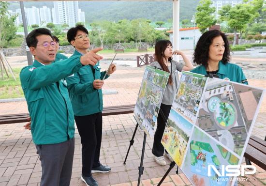 NSP통신-마동근린공원 어린이 물놀이터 조성사업 현장 점검 (사진 = 광양시청)